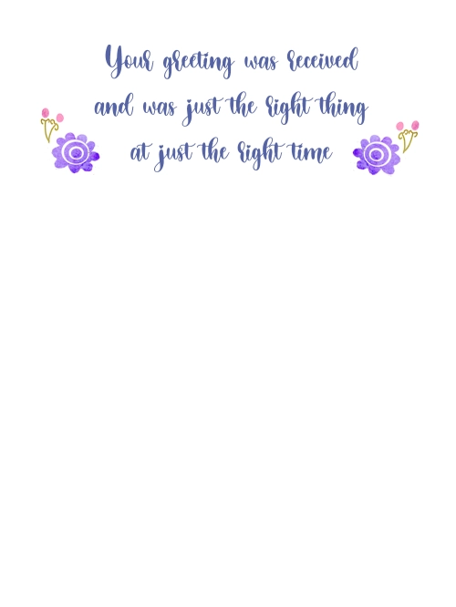 inside of Recovery Wishes "Just the right thing" card